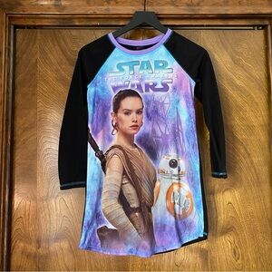 Star Wars Girls Large Fleece Nightgown Rey BB8 Long Sleeve Cozy Warm Nightdress